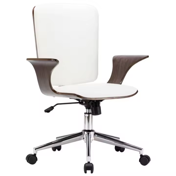 VidaXL Silla de oficina Catania giratoria madera curva blanco/gris 92/104xx69x61 cm - 1
