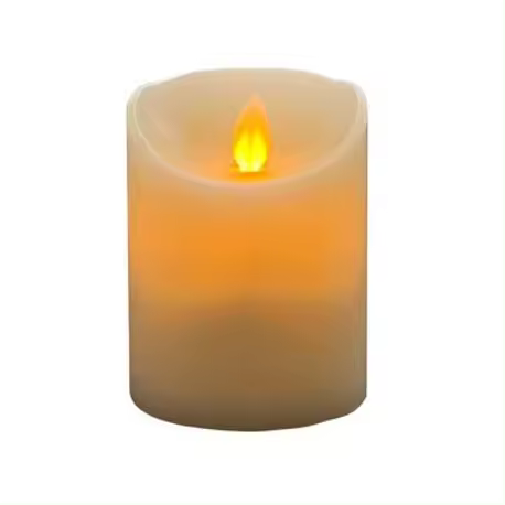 Vela led cera decorativa 10 cm, marfil, recubrimiento de cera, pilas, temporizador - 1