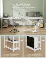 Escritorio Moderno con 2 Estantes Ajustables Izquierda o Derecha, Mesa de Trabajo para Salón y Oficina, Estructura de Acero, Blanco o Negro, 140x60x90 cm - details 2