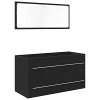 vidaXL Mueble de lavabo con espejo de roble negro 90x45x1,5 cm de madera elaborada - details 1