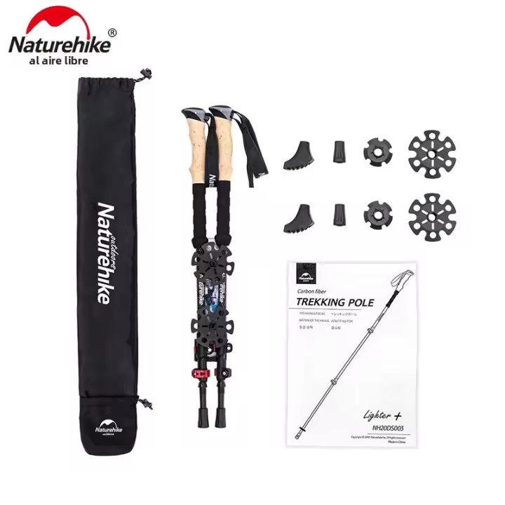 Naturehike Pares De Poles De Trecking De Fibra De Carbono Collapsible Telescópicas Pesas Ligera Para Caminar Senderismo Escalada - 1