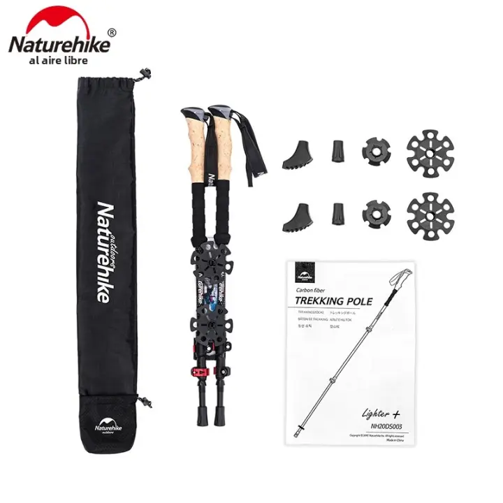 Naturehike Pares De Poles De Trecking De Fibra De Carbono Collapsible Telescópicas Pesas Ligera Para Caminar Senderismo Escalada - 1