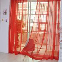 Cortina De Tules Colorida Transparente Y Sutil En Poliéster Para Dormitorio Cocina Sala De Estar Habitación De Niños Aula Con Bolsa De Acero En Rojo Negro Azul Verde - details 23