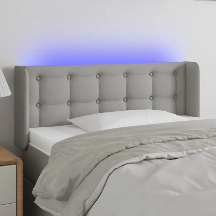 vidaXL Cabecero con LED de tela gris claro 83x16x78/88 cm - 1