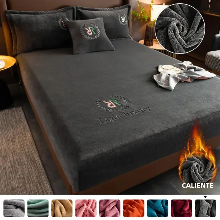 Sábana Elástica De Peluche Suave Protección De Matraces De Velours Sábana Plancha Estilo Sencillo Color Sólido 100% Poliéster - 1