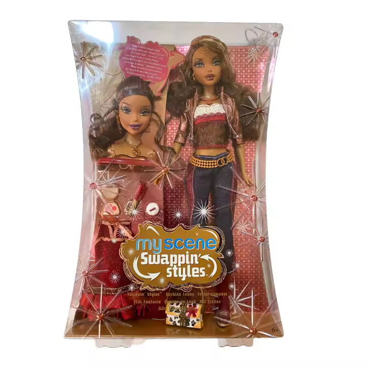 Mattel MyScene Swappin' Styles 2 Westley Madison 2006 Estilos Intercambiables Cambiale la cabeza y el look Mil Estilos Dos Cabezas Peinados y Accesorios Muñeca Barbie Rara para Coleccionistas - 1