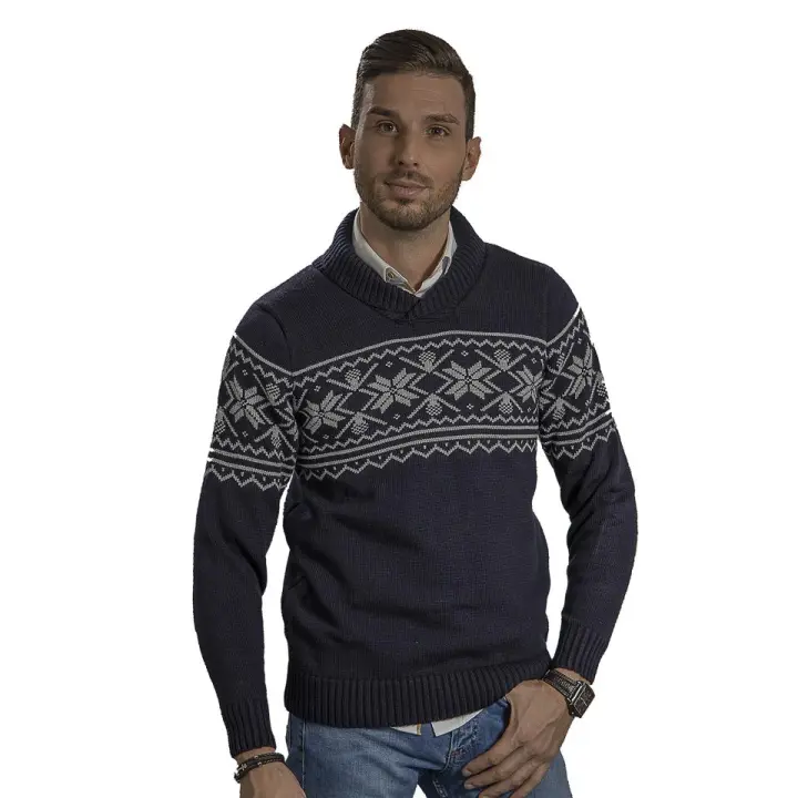 Jersey de Invierno para Hombre con Cuello Smoking - Diseño Elegante y Moderno - Confeccionado en España con Materiales de Alta Calidad - Cálido, Cómodo y Versátil para el Frío - Moda Masculina Atemporal - Ideal para Estilo Formal o Casual - Envío Rápido y - 1