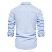 Camisa Oxford De Algodón Y Poliéster Para Hombre AIOPESON Cuello En V Manga Larga Botones Casual Negocios Primavera Otoño - details 12