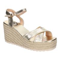 PuntoSalao Sandalias doradas de cuña en yute pala trenzada para mujer KK-989 - details 1