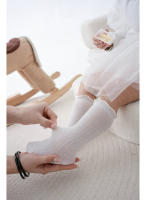Calcetines De Algodón Para Bebés Y Niñas Largos Hasta La Rodilla Con Volante Estilo Frilly Solids Adecuados Para Primavera Verano Talla Unica Para Recién Nacidos Hasta 36 Meses - details 5