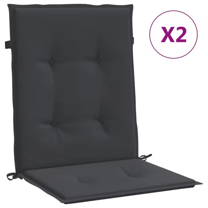Paño de Silla de Jardín respaldo Bajo 2 UDS Canvas Oxford Negro - 1