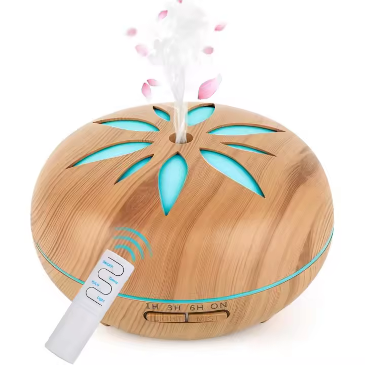 PORCHEDDU difusor de aceites esenciales de 550 ml, Aire humidificador de ultrasónico, Aromatherapy Eléctrica con comando en Distancia, 7 Colores cambiantes, Automático para dormitorio, Sala de estar, spa y yoga - 1