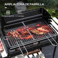 Outsunny Barbacoa de Carbón con Ruedas Barbacoa Portátil 103x47x95 cm con Parrilla Ajustable en Altura de 5 Niveles Estantes y 6 Ganchos para Pícnic Camping - details 3