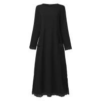 Vestido De Crochet De Encaje Otoño ZANZEA Invierno Para Mujer Sudadera Con Capucha Manga Larga Suéter Pullover De Fleece Sundress De Cuello Redondo Longitud Hombros - details 12