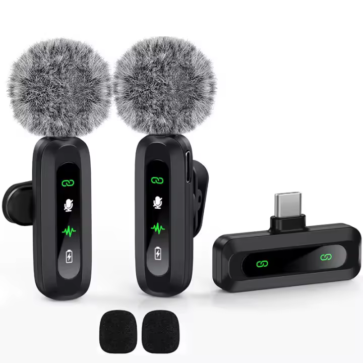 Micrófono para iPhone/Android microphone, Micrófono de solapa Plug and Play, cancelación de ruido, Micrófono Lavalier with Pantalla digital, mini Micrófono para Facebook, Youtube, Twitter, vídeos TIK Tok y transmisión en vivo - 1