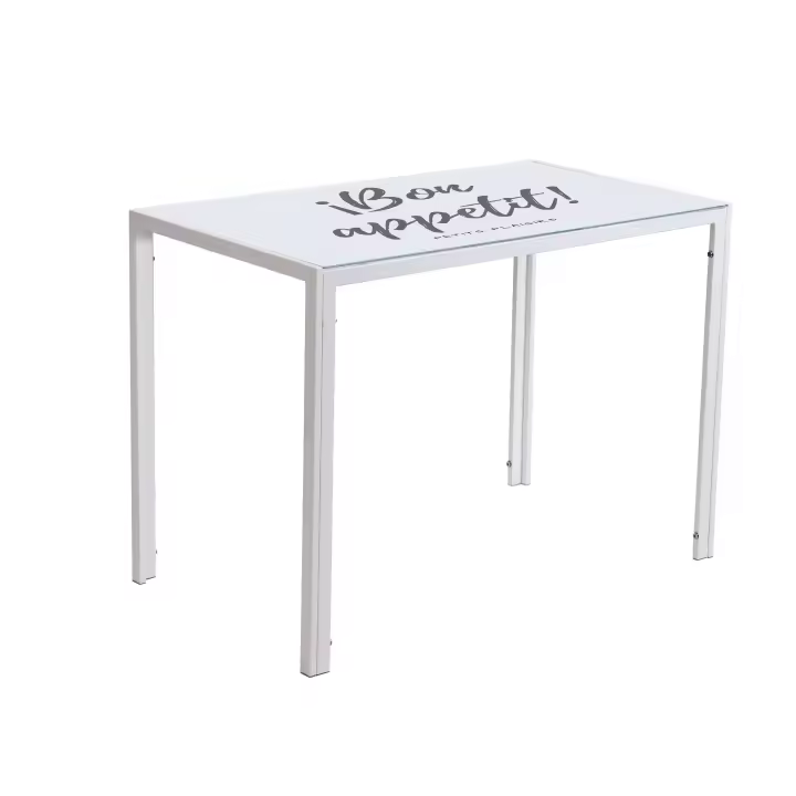 Mesa de cocina blanca serigrafiada 105x60 - 1