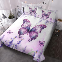 Juego De Cama Vintage Morado Con Mariposas 3 Piezas Funda De Edredón Y Fundas De Almohada Estampado De Flores Rusticas Tamaño M-L-XL-XXL Para Todas Las Estaciones - details 2