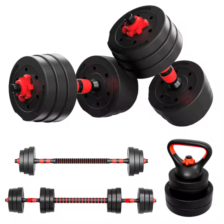 JUPPLIES Juego de Mancuernas Ajustables 2 en 1-10kg 20kg 40kg - Kit de Pesas con Barra Recta Ajustable y Antideslizante - 1