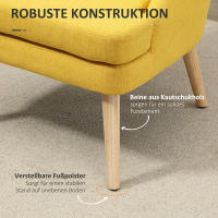 Silla de Salón Dormitorio Toque de Lino Madera Amarillo - details 4