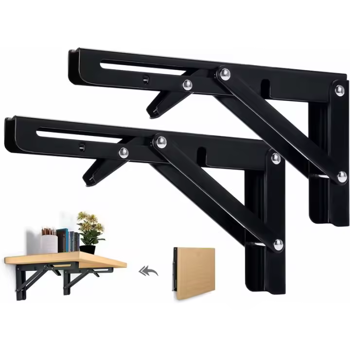 uds soporte de estante plegable 250mm soporte plegable estante de pared soporte plegable resistente negro soporte de consola plegable para mesa estante de pared 50KG puerta - 1