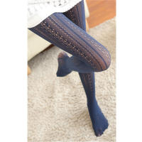 Medias De Algodón Tejidas Transpirables Exquisitas Para Otoño E Invierno Con Cintura Alta Y Rayas Medias De Mujer Elásticas - details 4