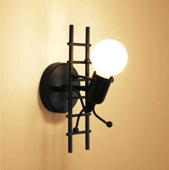 Aplique de pared moderno creativo, aplique de pared decorativo para interiores, lámpara de pared con figura artística E27 para habitación de niños, dormitorio, pasillo, escalera, comedor (blanco) [Clase energética E] - 1