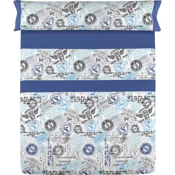 LOIS  Juego de Sábanas Modelo SELLOS - Juego de Sábanas 3 Piezas, Sábana Encimera, Sábana Bajera y una Funda de Almohada - Juego de Sábanas Suavidad y Confort Durabilidad Asegurada con Certificado OEKO-TEX® - 1