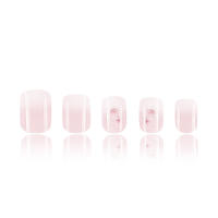 24pcs/set Uñas Postizas Cortas De Acrílico Estilo Francés Con Diseño De Flores Y Mariposas Para La Temporada De Primavera Y Verano Artículos De Belleza Para Uñas - details 5