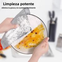 10pcs Paño De Limpieza Mágica Doble Cara Aumentada Con Alambre De Acero Para Cocina Limpieza De Ollas Y Platos Herramientas De Limpieza - details 1