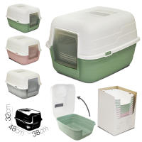 48x38x32cm Arenero para Gatos Desmontable y Transpirable. Arenero Grande de Plástico Resistente con Cubierta de Tapa Abatible, Bandeja de Arena Higiénica para Mascotas - details 0
