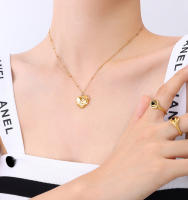Encanto Metal chapado en oro , joyería de moda, colgante de abrazo de corazón de acero inoxidable,Collar de amor de , cadena hasta la clavícula, collar de Color dorado de 18 quilates para mujer, regalo de joyería de moda - details 0