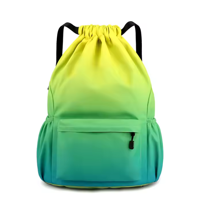 Drawstring backpack, sports backpack, water mesh backpack for fitness, waterproof nylon bag with drawstring, gym bag with drawstring and external zipper, suitable for sports vacations - 1