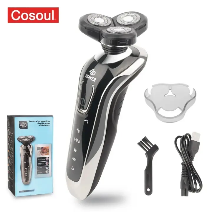 Afeitadora Eléctrica Para Hombres Potente Máquina De Barba Recargable Impermeable Con Cabeza Flotante Tríplice Hoja De Acero Inoxidable - 1
