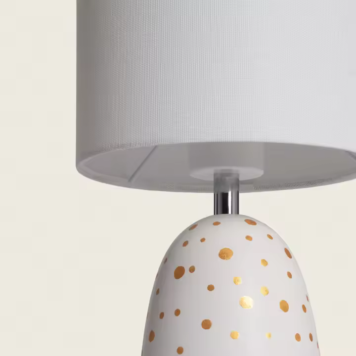 LEDKIA LIGHTING - Lámparas de Mesa Cerámica y Tela | Pack de 2 | Compatible con Bombillas E27 | Estilo Mediterráneo | Decoración Interior, Marfil, Tela, Cerámica - 1