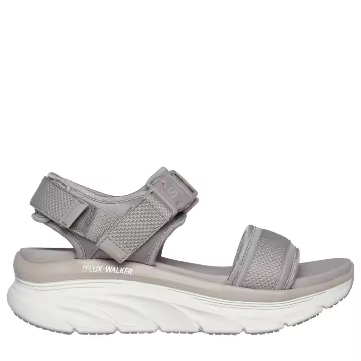 Cómoda  Sandalia mujer Skechers D'LUX WALKER SANDAL de suave neopreno con tejido superpuesto taupe ajustable. Más espacio con Relaxed Fit. Suela plataforma amortiguadora Altura Tacón bajo (1-3 cm) Referencia 119824-TPE - 1