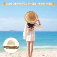 Sombrero de Paja de Verano para Mujer, Sombrero de Playa de Ala Ancha con Protección UV, Cómodo y Transpirable, Ajustable y Plegable, Ideal para Viajes y Aire Libre (Gris/Negro/Verde/Khaki/Beige) - details 3