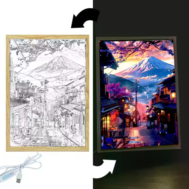 Lámpara De Pared LED Con Fotografía De La Montaña Fuji De Japón Lámpara Nocturna Decorativa Para El Hogar Regalo De Navidad Forma De Luna - 1