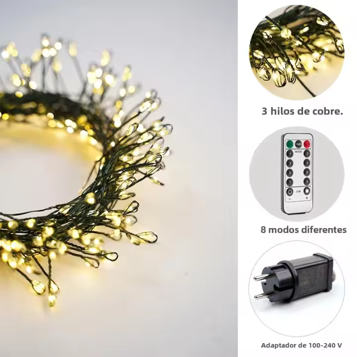 Luces De Navidad LED 1000 Lámparas De Clúster Decoración Exterior Y Interior Jardín Árbol 220V Iluminación De Fiestas - 1