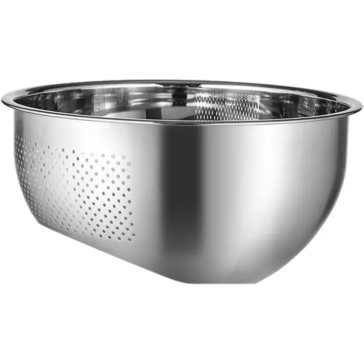 Colador de acero inoxidable Colador de cocina Tazón de frutas vegetales Cesta de drenaje Colador de pasta Cesta de lavado para arroz Fideos de espagueti Drenaje de alimentos 26Cm - 1