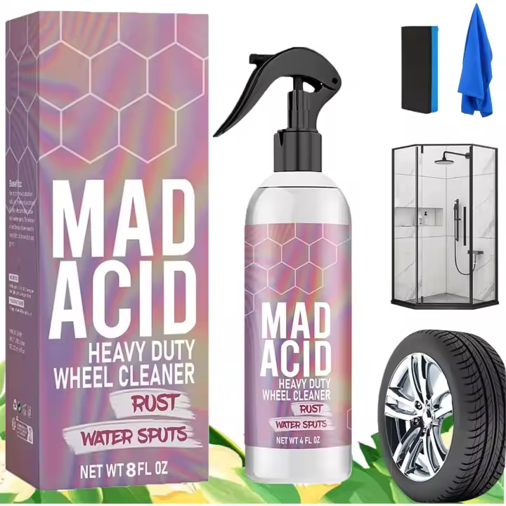 Limpiador de vidrios Mad Acid, limpiador de ruedas de alta resistencia Mad Acid, limpiador multiusos para ducha Mad Acid, productos de detallado Mad Acid, para baño, coche y muebles (1 unidad) - 1