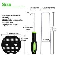 Juego De 50 Palos De Jardín De Acero Inoxidable Con Tapetes Y Gancho De Precisión Para Sombra De Grama Barro De Maleza Y Turf Artificial - details 3