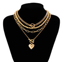 Collar Gargantilla Punk Multicapa Con Pendiente De Corazón Para Mujer Joyería De Fiesta Boda Para Niñas Cadenas De Enlace De Acrílico - details 3