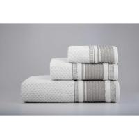 Juegos Toallas de baño algodón Portugués 600g de alta calidad set 3 - Lille en Blanco/Gris gruesas y duraderas | Mercatienda.es - details 1