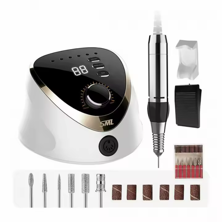 Fresa de Uñas Mediawavestore SML 020139 con Pantalla LED y 35000 Revoluciones - Manicura Pedicura Profesional - 1