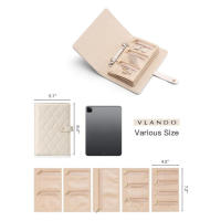Organizador de joyas de viaje, Organizador de joyas de cuero, Carpeta de anillas con bolsillo de terciopelo transparente con Cremallera para pendientes, anillos, pulseras, Collares, Regalos para Mujeres, beige - details 2