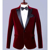 Chaleco De Veludo Para Hombre De Corte Elegante Y Slim Con Notch En Negro Largo Regular Chaqueta De Novia Formal De Alta Calidad - details 3