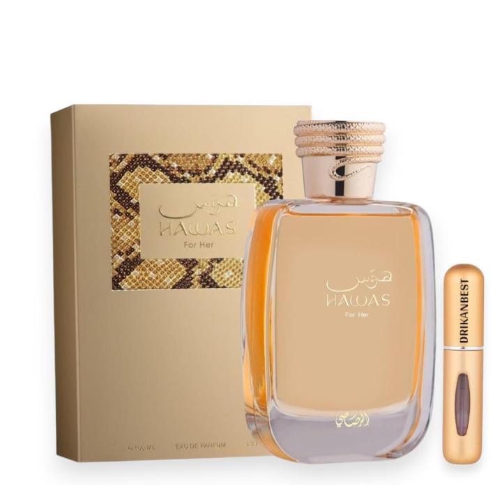 Rasasi Hawas For Her Eau de Parfum Mujer 100ml + Atomizador Recargable 5ml Drikanbest de Regalo – Perfume Árabe Dulce… — oferta en Miravia