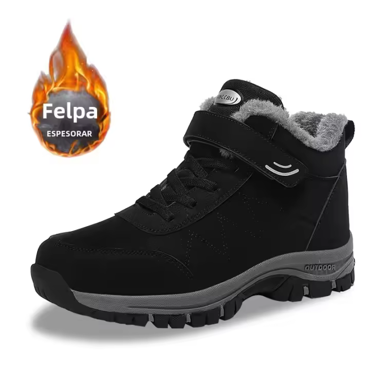 Botas Impermeables Para Hombres Y Mujeres 2023 Botines De Invierno Con Cierre De Correa Botas De Nieve De Hiking Material De Suela TPR Lining De Peluche Corto - 1
