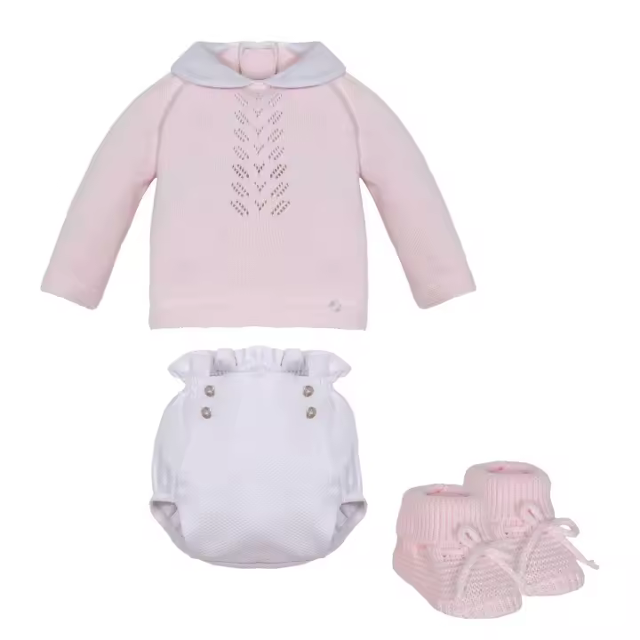 Conjunto 3 piezas bebé: Jersey + cubrepañal + patucos Talla 18 meses Minhon - 1