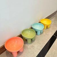 Tazón De Gato De Plástico Con Protección De Cuello Y Boca Oblicua En Colores Macarón Estilo Pierna De Elefante Antideslizante Alta Cadera Para Mascotas - details 4